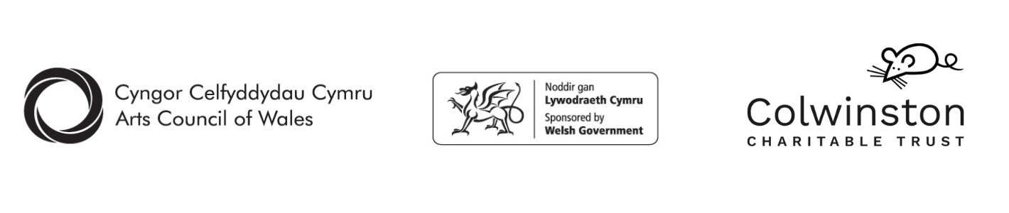 arts council wales, Welsh government and Colwinston Charitable Trust logos